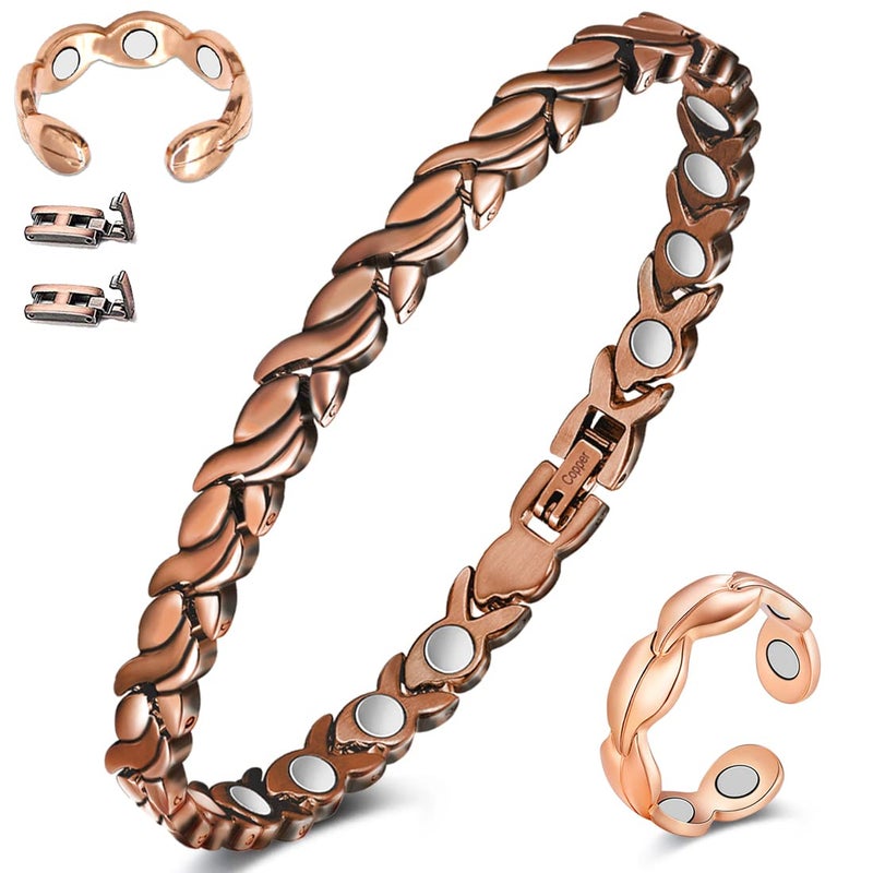Cigmag Lymphatic Drainage Copper Bracelet for Women Ultra Strength Magnet Pure Copper with Adjustable Tool & Present Box
